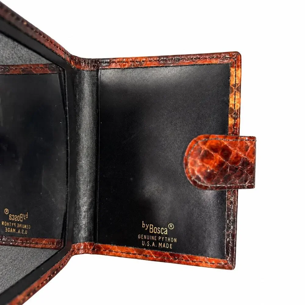 Vintage Bosca Genuine Python Snakeskin Wallet USA Made Y2K Mob Wife Luxury